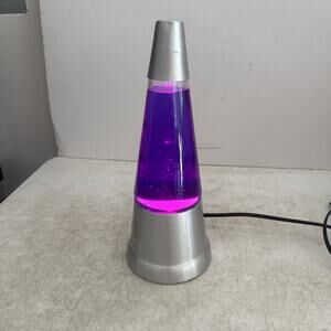 VTG 12” 25W PURPLE GLITTER Movement LAVA LAMP WITH A SILVER WIZARD BASE & CAP BH